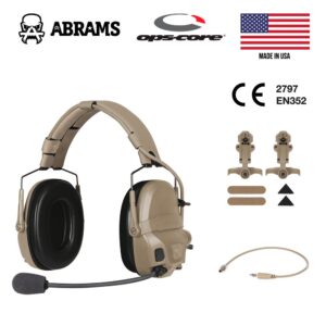 Комплект Ops-Core Активні навушники AMP Communication Headset Connectorized NFMI Enabled + кабель 21” + кріплення | Tan 499