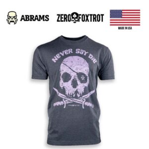 Футболка Zero Foxtrot Never Say Die Purple Heart Tee | Charcoal